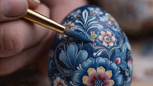 手绘彩蛋 细腻花卉艺术创作