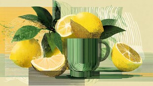 柠檬入杯 清新插画画面