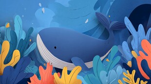 深海中的梦幻鲸鱼与珊瑚