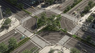 城市十字路口俯瞰景观