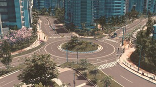 城市环形路口俯瞰景观