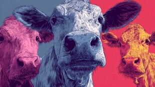 三头色彩鲜明的牛头像