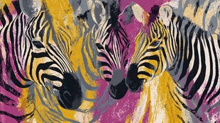 色彩斑斓的斑马艺术画作