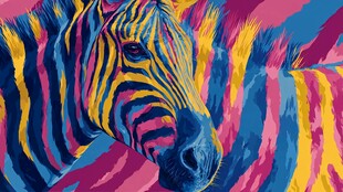 彩色斑马艺术插画