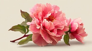 娇艳粉色牡丹花特写