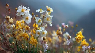 山间烂漫野花绽放