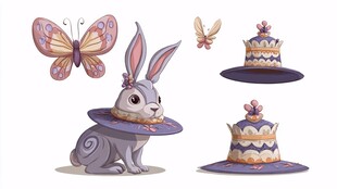 兔子与蝴蝶的梦幻帽饰组合