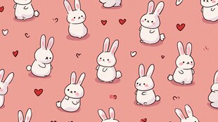 可爱小兔爱心粉色背景图