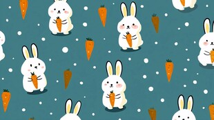 可爱兔子与胡萝卜图案背景