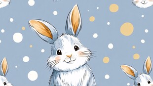 可爱兔子与圆点背景图案