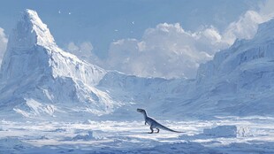 冰雪世界中的孤独恐龙