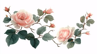 粉色玫瑰花卉优雅插画