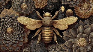 金色蜜蜂置身繁花之中