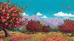 硕果累累的苹果田园风光