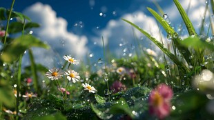 晨露中的烂漫花草世界