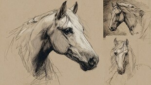 素描马头习作展示