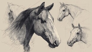 素描马头习作