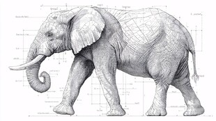 大象解剖结构图绘