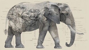 大象解剖结构艺术示意图