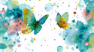 水彩蝴蝶梦幻背景图