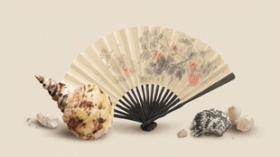 折扇与贝壳的雅致组合