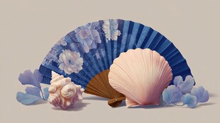 蓝扇贝壳 唯美海洋风情画