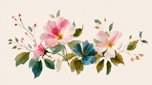 水彩花卉插画 清新柔美