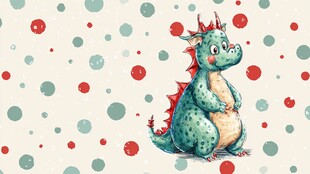 可爱小恐龙的波点背景图