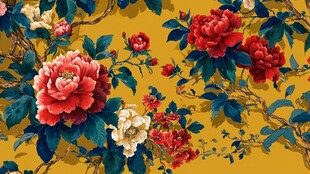 中式牡丹花卉图案背景图