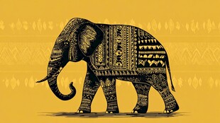 装饰风大象插画艺术图案