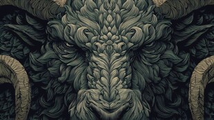 奇幻神兽头部精致纹理图案