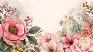 浪漫花卉边框插画