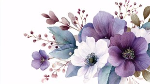 水彩风紫色系花卉插画