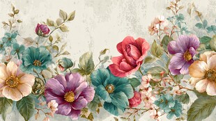 复古风花卉图案装饰画
