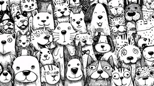 可爱猫狗大集合插画