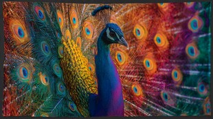 五彩斑斓孔雀开屏瞬间