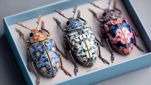 精致彩绘甲虫工艺品展示