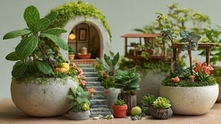 迷你盆栽打造的童话花园