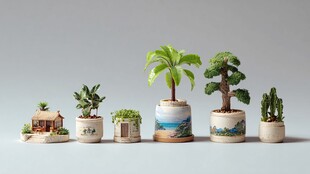 迷你盆栽组合 展现微观绿意