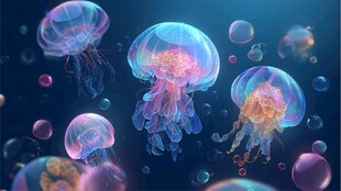 梦幻水母在深海轻盈游动