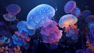 梦幻水母在深海中悠然游动