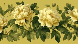 黄色牡丹花卉植物装饰图