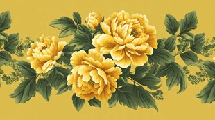 黄色牡丹花卉图案背景