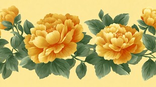 金黄牡丹花卉图案装饰