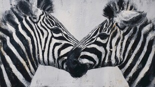 亲密斑马黑白艺术画