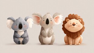 可爱考拉与狮子摆件