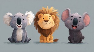 可爱考拉与狮子同框