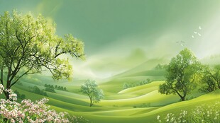 春日绿野风光图