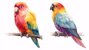 多彩鹦鹉栖于枝头