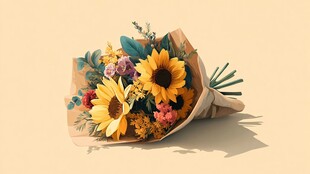 多彩向日葵花束插画